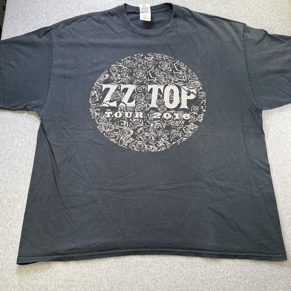 ZZ Top 2016 Tour Concert T-Shirt Band Tee Roses Graphic Black 2XL